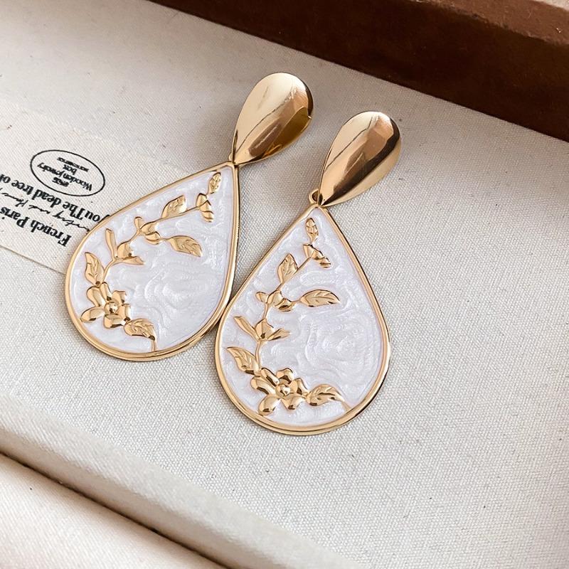 Spring Overture~ Silver Needle Oil Drip Printed Earrings Elegant New Chinese Temperament Earrings Niche Design Earrings