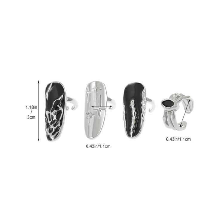 4pcs Versatile Finger Rings Set Adjustable Opening Fingernail Ring Trendy Finger Accessories Office Wear Jewelry