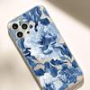 Blue Flower Transparent Anti-Drop Case for iPhone 14/15/16/17 Series Pro Max