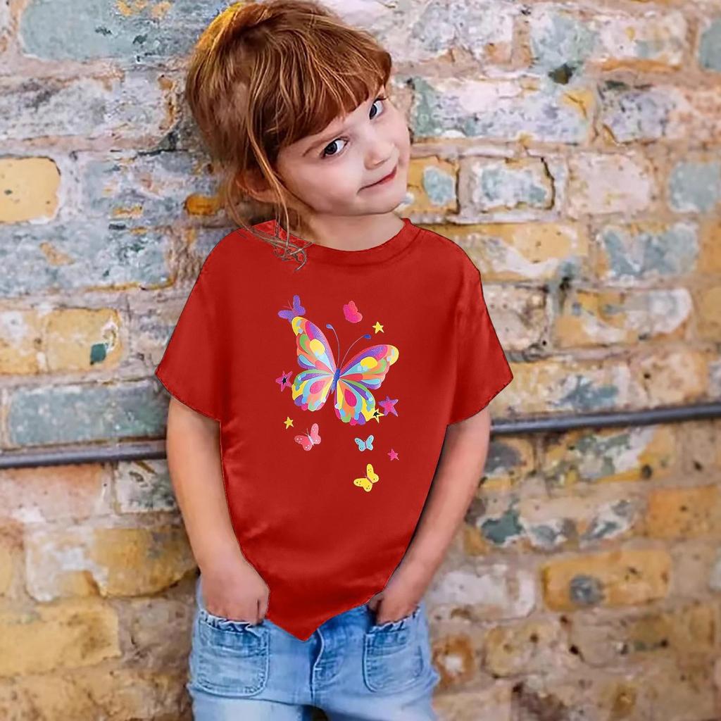 Kids Fashion Short Sleeve Round Neck Floral Printed Casual T-Shirt Top