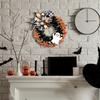 Halloween Ghost Wreath for Front Door Rustic Burlap Wreath with Plaid Bow for Farmhouse Porch Window Wall Decor