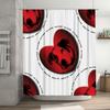 Red Bull Dog Pattern Shower Curtain Decorative Pet Bath Mat Waterproof Bathroom Decoration Size: 72x96 inches (180*243cm)