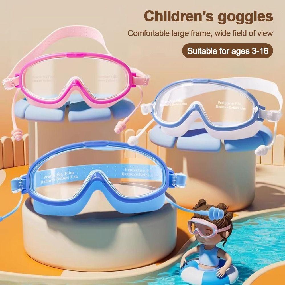 with Earplugs Kids Swimming Goggles Big Frame Swim Glasses Outdoor Sports Swimming Supplies