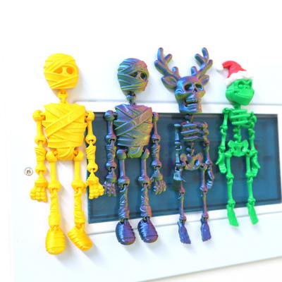 Halloweenowy Szkielet Magnes na Lodówkę Drukowana 3D Figurka Szkieletu z Ruchomymi Stawami Artykułowany Szkielet Dekoracja Magnetyczna na Lodówkę