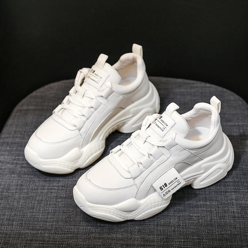 

Platform Beige Warm Sneakers Women New Spring Autumn Shoes Women Fashion Thick Sole Comfortable Flats Lace-Up White Sneakers