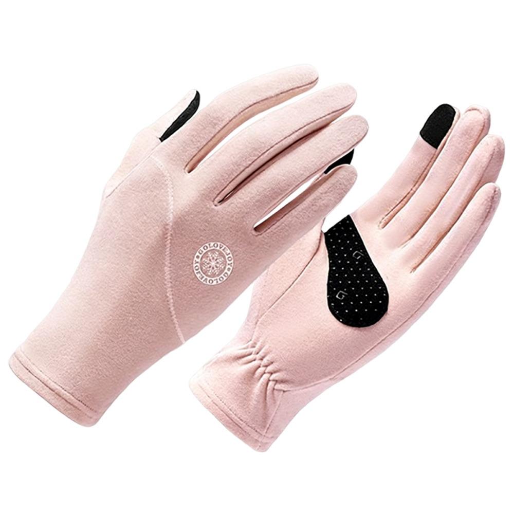 

New Thickened Winter Warm Gloves Cold-Proof Solid Color Windproof Gloves Riding Gloves Outdoor Sports Activities розовый