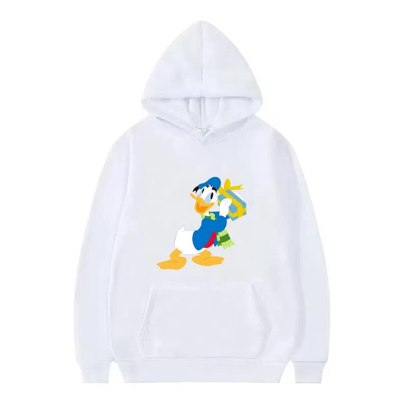 Disney Donald Duck Muster Damen Fleece Sportlich Locker Grau Herbst Oberteile Kleidung Pullover Damen Günstig Y2k Hoodies Herren Sweatshirts