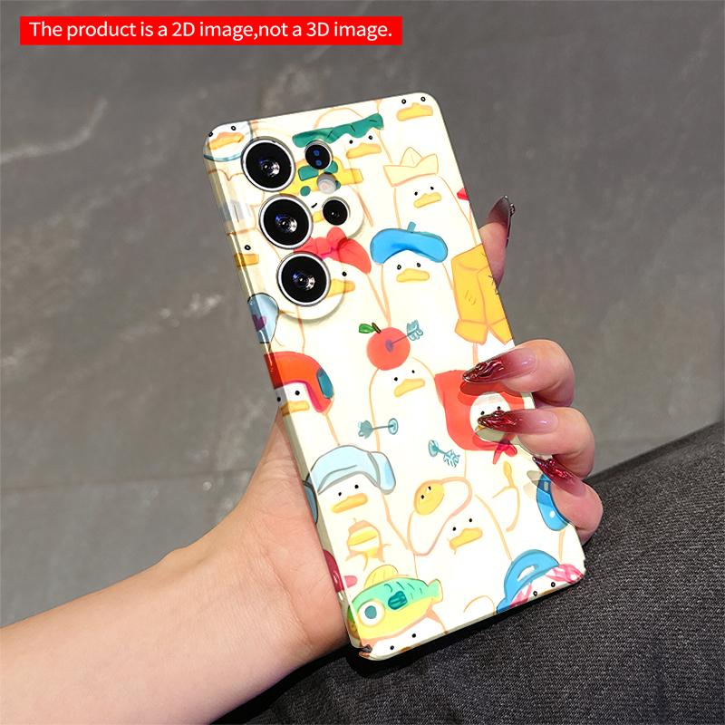 2DFlat Samsung Phone Case Cute Duck Family In Colorful Hats and Accessories Applicable To Galaxy S23 S24 S25ULTRA S26 A12 A14 A15 A16 A54 A55