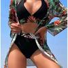 Bikini Mesh Split Three-piece Swimsuit Women's Summer Sunscreen Blouse Swimsuit Quick-drying