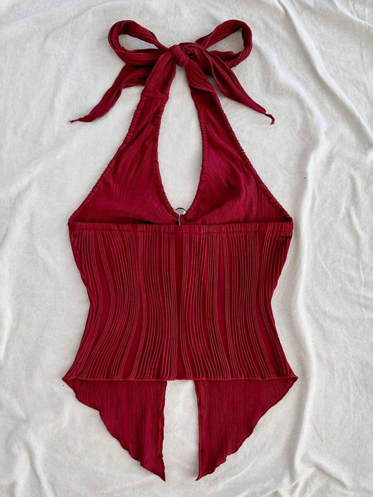 ZT6516 Halter Ruched Tank Top – Women's Summer Style Camisole