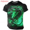 Cool Dragon Pattern T Shirts For Men Colorful Retro Animal 3D Printed T-Shirt Summer Casual Fashion O-Neck Tops Short Sleeve Tee