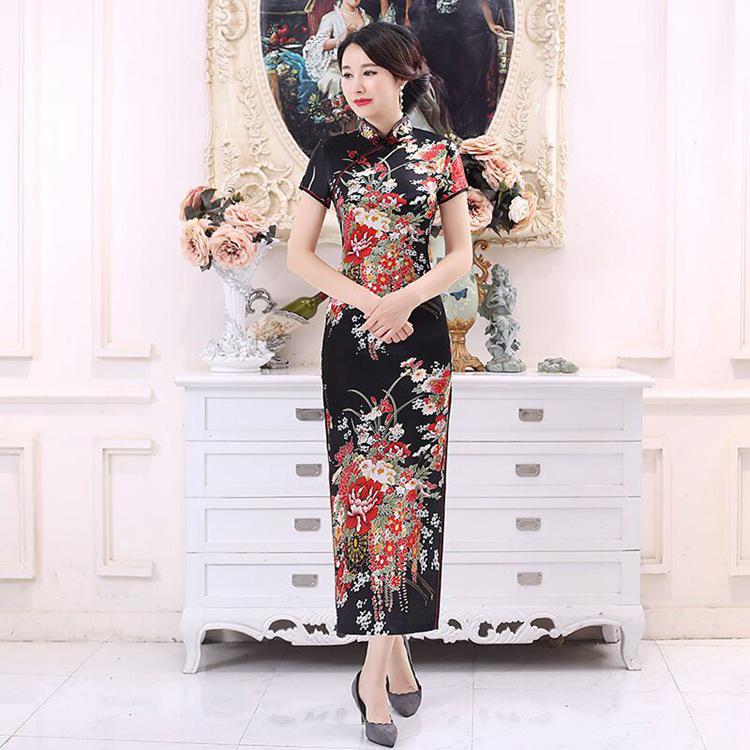 Plus Size Retro Long Cheongsam Dress - Chinese Style, Old Shanghai