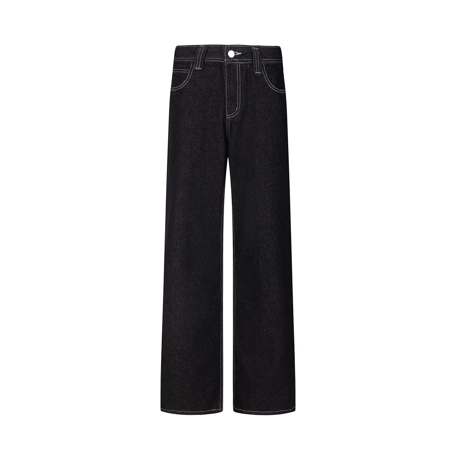 UNBDNS Women s Retro Spicy Girl Wide-Leg Straight-Leg Jeans - Street Style Slimming Pants Extra Small чёрный