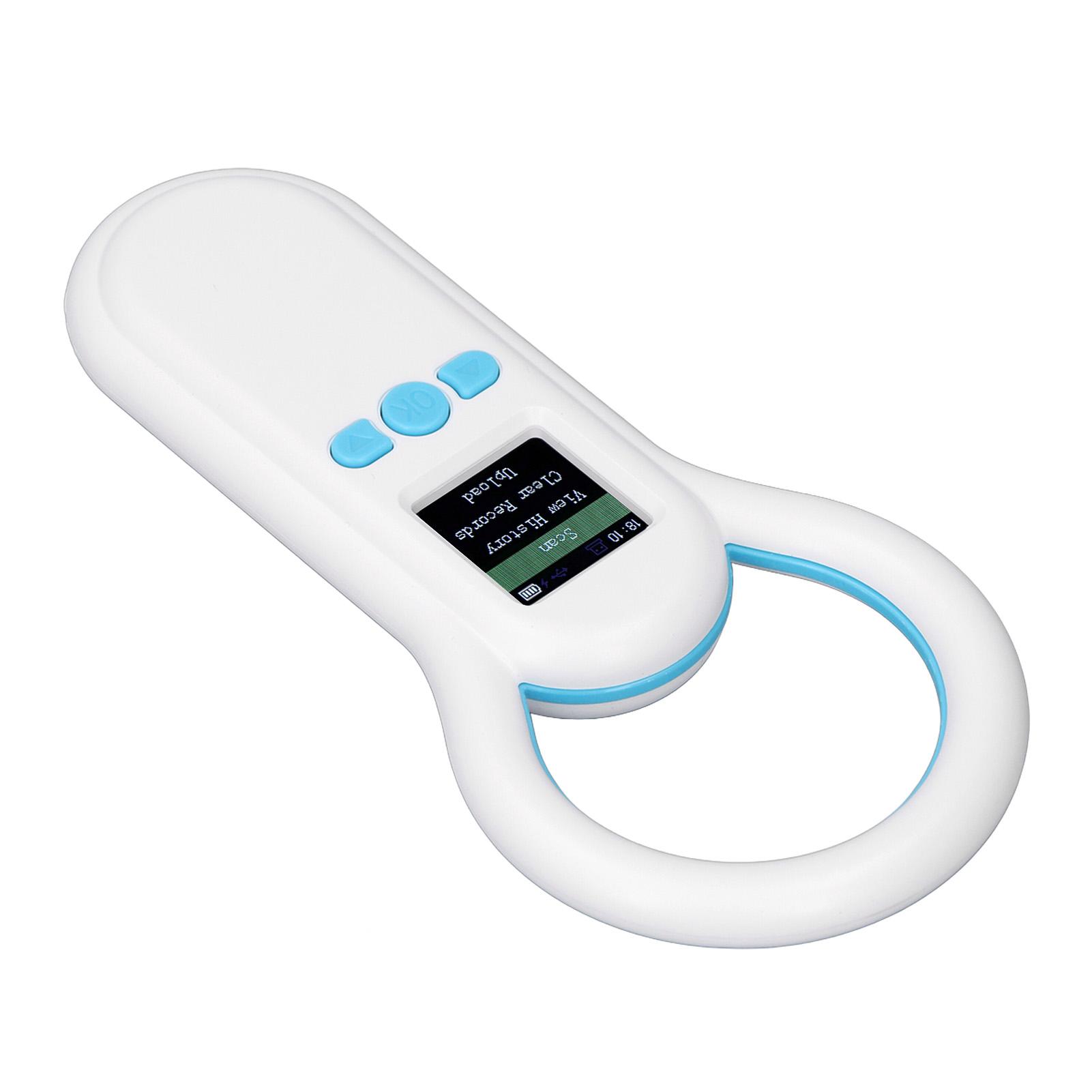 

Сканер микрочипов для домашних животных 134,2 кГц Портативный считыватель ID ушных бирок для животных 1,44-дюймовый TFT-экран 500