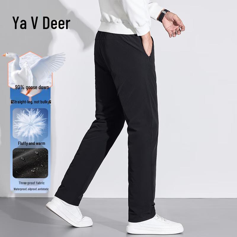 Yalu Men's 90% Goose Down 3-Proof Straight-Leg Winter Pants