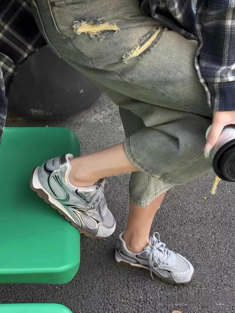 Shoes Women's 2025 New Summer Soft-soled Agande Training Shoes Mesh Breathable Thick-soled Sports Casual Dad Shoes