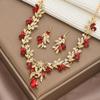 3PC Elegant Jewelry Set High-quality Women'sTrendy Chain Series Leaf Droplet Necklace Earrings Wedding Banquet Party Gift
