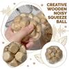 Handmade Wooden Noisy Ball Squishy Toy Creative Stress Relief Fidget Squeeze Ball Decompression Toy For Anxiety Relaxation
