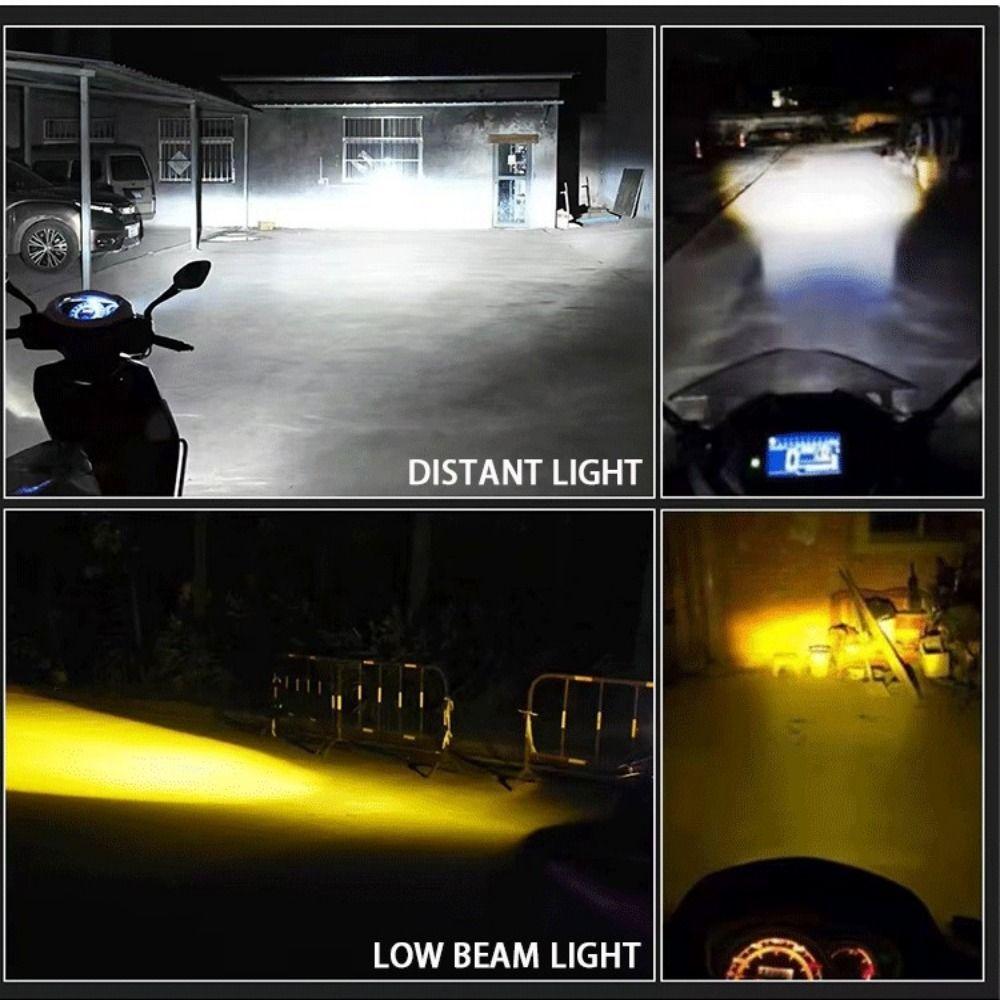 High Low Beam Motorcycle LED Headlight Bulb With Fan Dual Color DRL Beam Light  Motorcycle Lighting