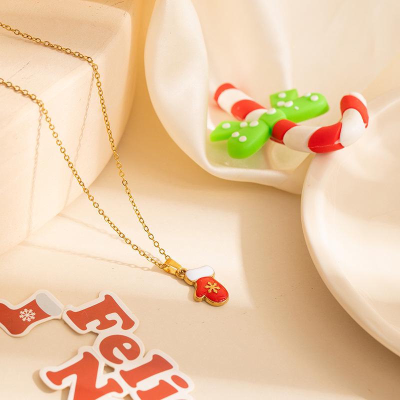 European & American Christmas Moon Necklace: Stainless Steel Light Luxury Clavicle Chain