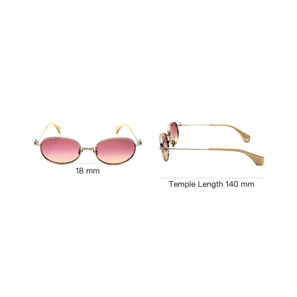 Vivienne Westwood Mirror Leg Hollow Logo Design Metal Round Sunglasses Unisex sunglasses Gold VW7022-1-457