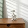 Hollow Curved Dog Sculpture Desktop Ornament, Surface Sitting Hound Figurine, Matte Housewarming Gift White One-Piece Molded for Home Office