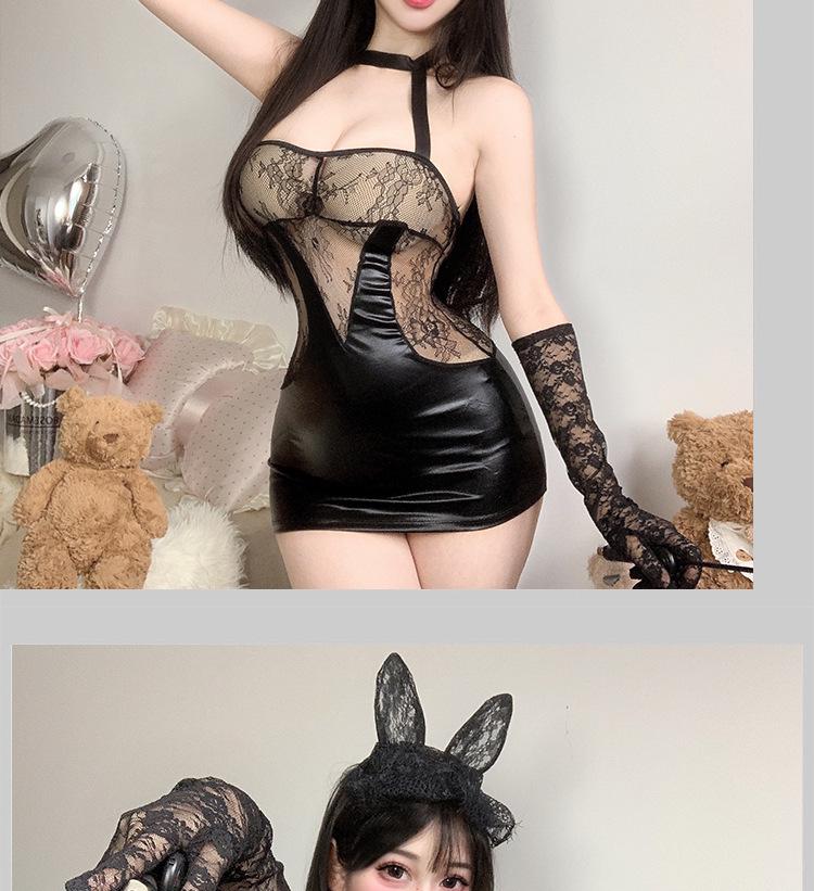 Pure Desire Lace See-Through Halterneck Sensual Lingerie Bodysuit Set for Role Play