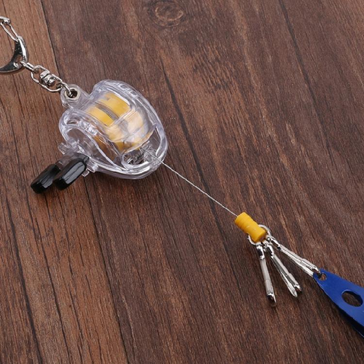 Fishing Tackle Lock Buckle Quick Buckle Keychain with Retractable Wire Fishing Reel Keychain Telescopic Buckle