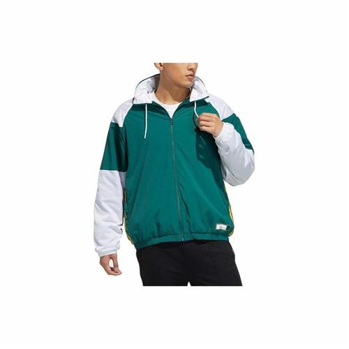 adidas Casual Sports Hooded Retro Jacket for Men, Forest Green