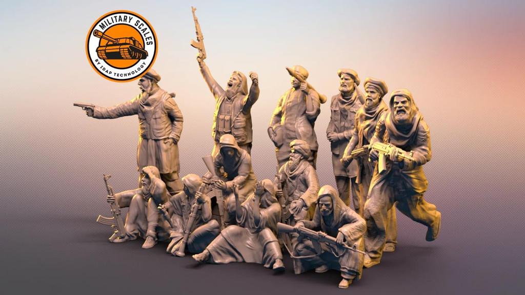 IDAP Technology 1/72 Scale Taliban Soldier Figures (12 Figures) 3D Printer Kit PD72215