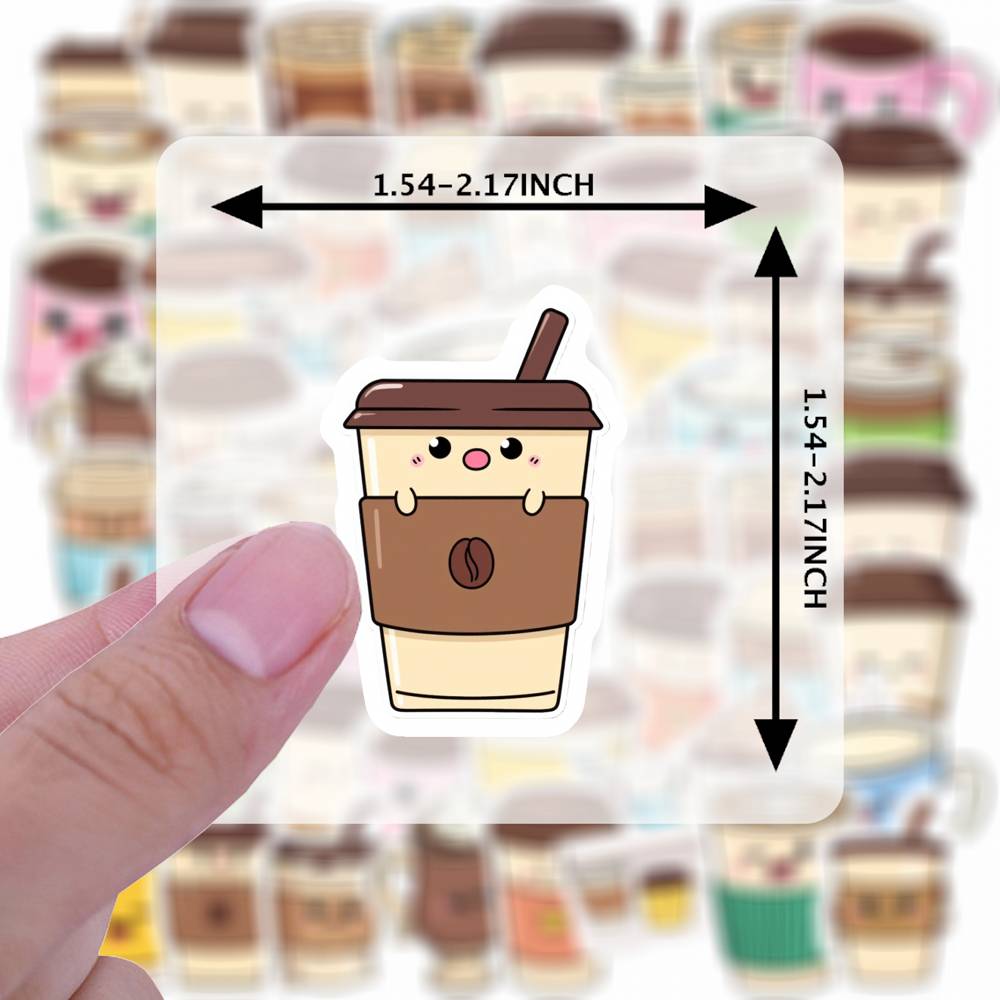 35pcs Playful Coffee Stickers Cute Cute Drinks Stationery Stickers Funny Stickers For DIY Phone Guitar Laptop Notebook Suitcase