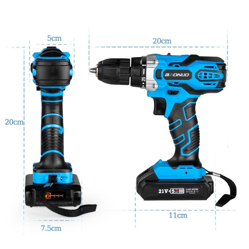 21V Rechargeable Lithium Battery Impact Drill Handheld Portable Electric Screwdriver Electric Drill Set