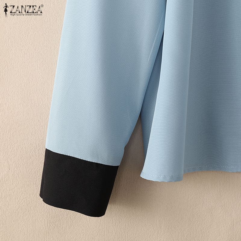 ZANZEA Women Casual Turn Down Collar Long Sleeve Blouse