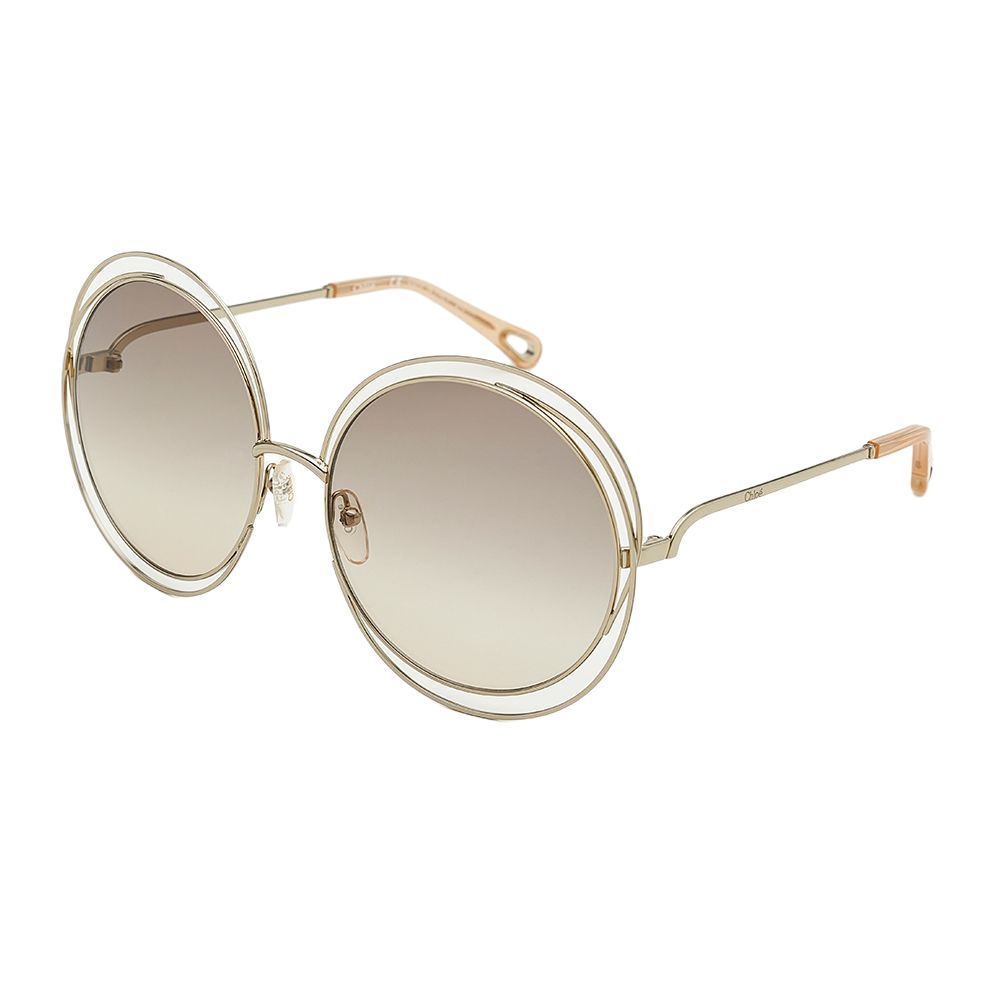 Chloe Retro Mode Großer Rahmen Metall Rund Sonnenbrille Unisex Sonnenbrille Gold CH114SD
