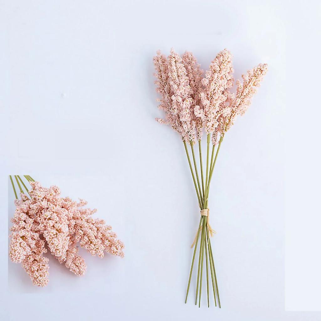 6pcs Artificial Lavender Floral Fake Lavender Plant Bouquets Wedding Millet Flower Shop Home Decoration Photography Arrangement