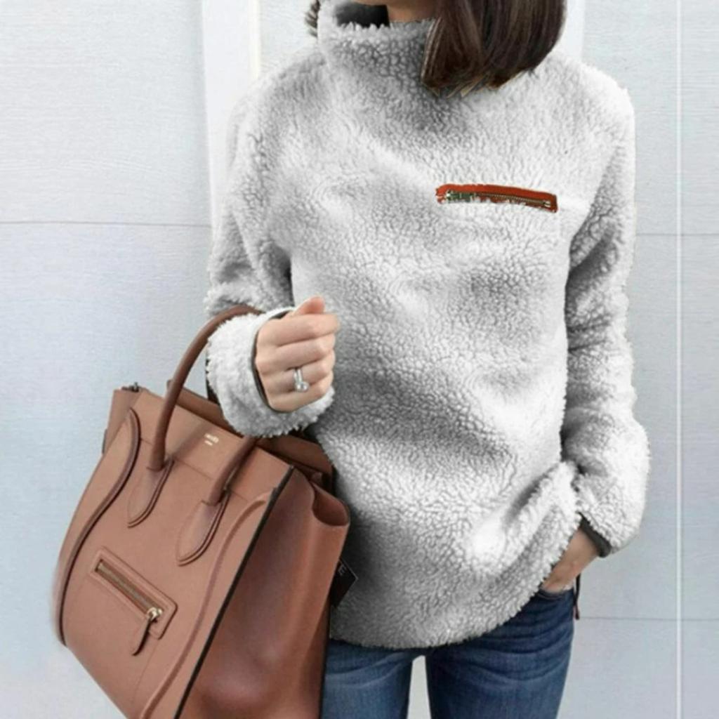 Winter Super Soft and Comfortable Solid Color Turtleneck Pullover Women's Sweater Fashion Zipper Sexy Top Ladies Hipster Clothes S-5XL