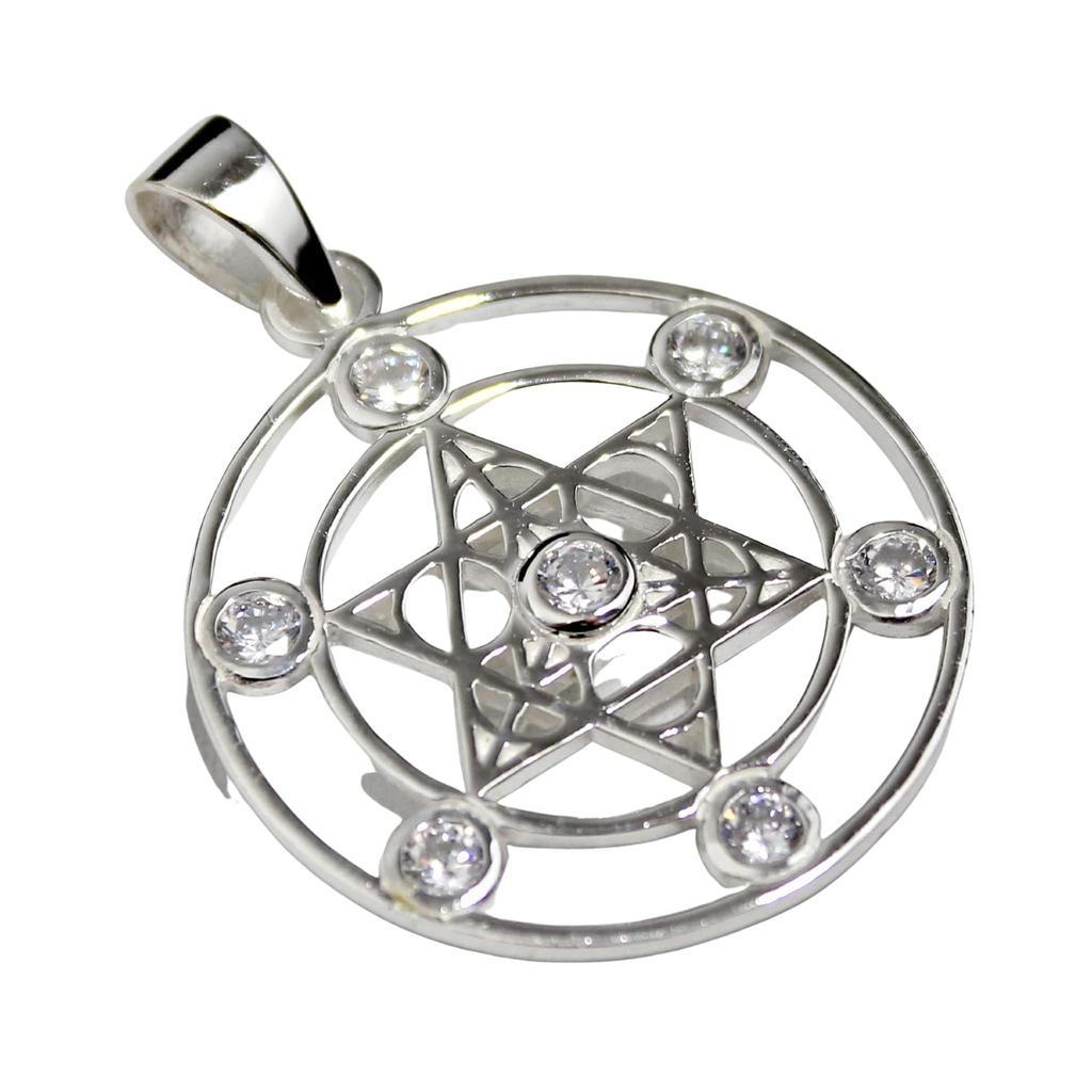 Fruit of Life Metatron's Cube, Fruit of Life, Divine Geometry, Zirconia Pendant, Pendant Top, Sterling Silver 925
