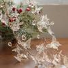 Iridescent Butterfly and Pearl String Decoration for Christmas Trees and Wreaths