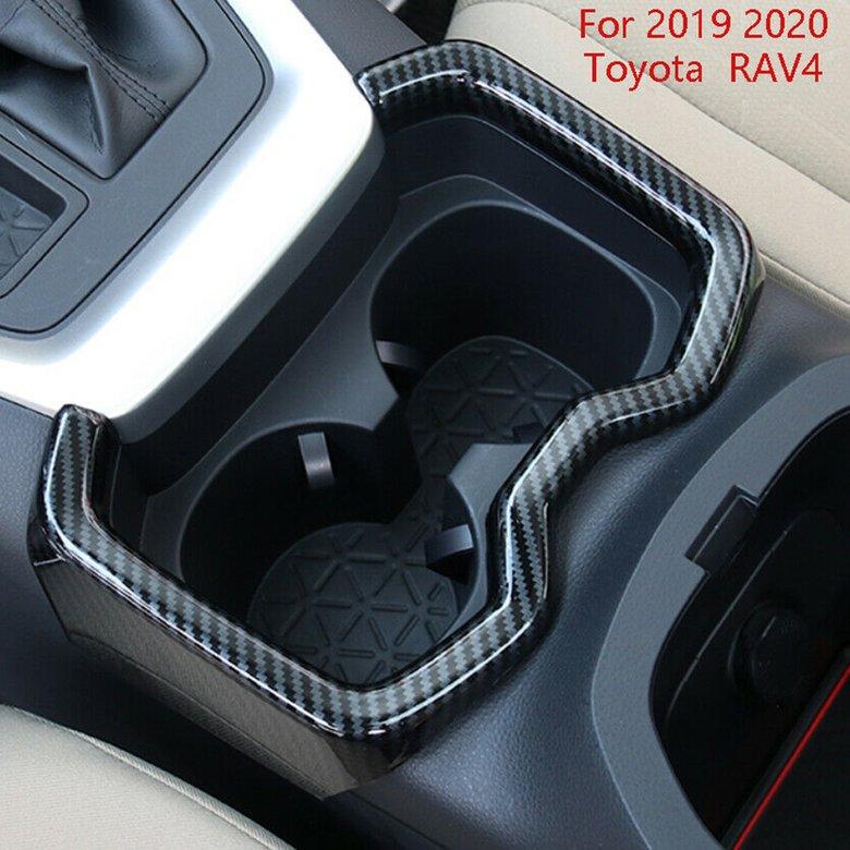 Carbon Fiber Inner Water Cup Holder Frame Cover Trim For 2020 2019 Toyota RAV4 Carbon Fiber Inner Water Cup Holder Frame Cover Trim For 2020 2019 Toyota RAV4