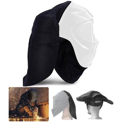 Ensemble 2 pièces Couvre-casque de soudure et bavette Tissu cuir résistant à la chaleur Protection complète de la tête et du cou pour travaux de soudure