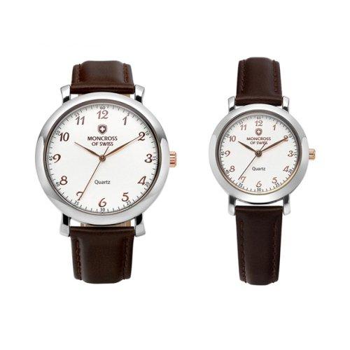 

[MONKCROSS] MONKCROSS Men s and Women s Leather Couple Wristwatch MS1811MF-BR MS1811M-BR