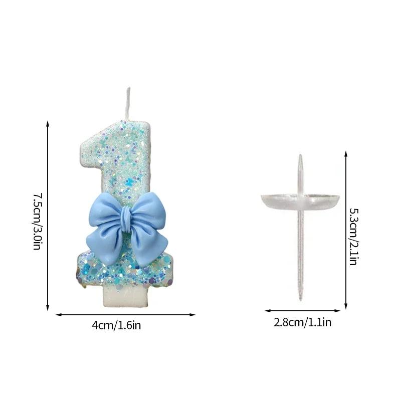 Bow Birthday Candles Number Candle Cake Candle Decoration Baby Shower Party Cake Topper Decor Anniversary Decor
