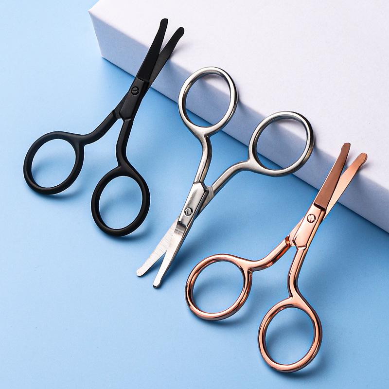Stainless Steel Manual Round Head Nose Hair Small Scissors Trimmer Beauty Eyebrow Trimmer Beauty Eyelashes Do Not Hurt The