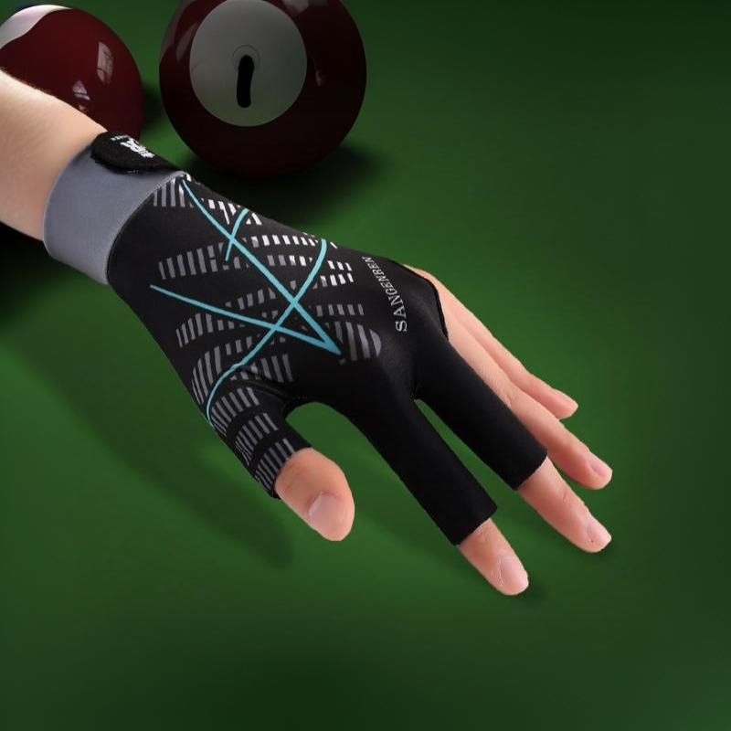 Breathable Soft Billiard Glove Anti-Slip Elastic Professional 3 Finger Fit for Indoor Billiard Sports Game Match Events