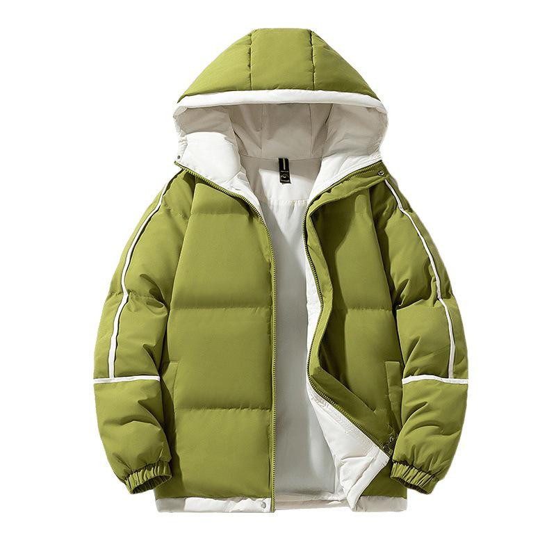 Men's Hooded Down Cotton Bread Jacket - Trendy Casual Coat for Students and Couples