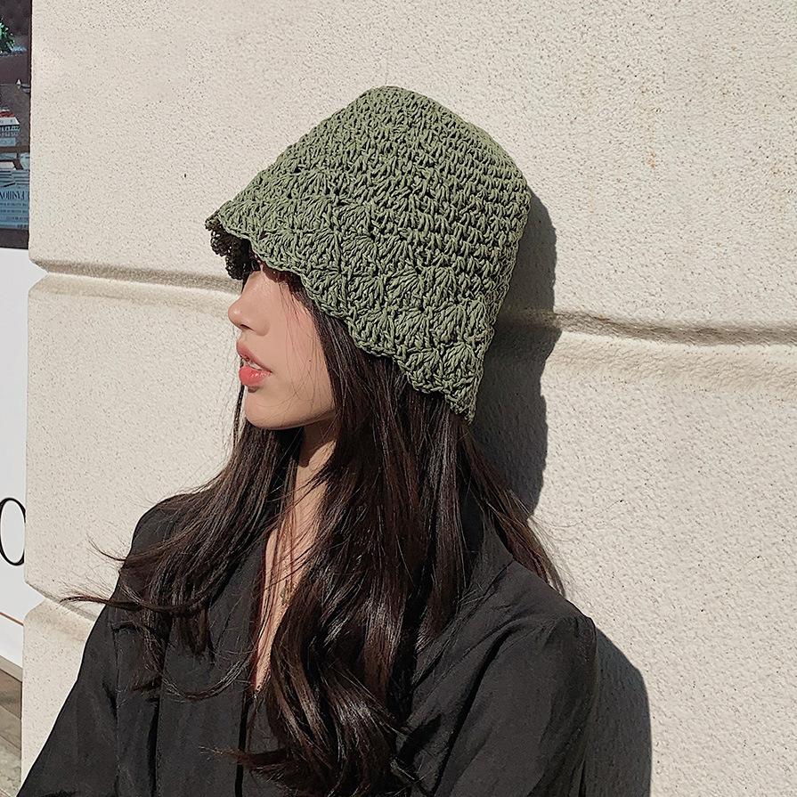 Hat Female Weave Petals Along Straw Hat Female Summer Sun Hat Small Bucket Fisherman Hat