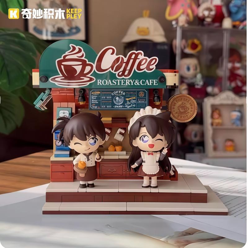 New Keeppley Building Blocks Detective Conan Series Coffee Shop Assembly 5-Piece Set Model Collection Accessories Toys Gifts