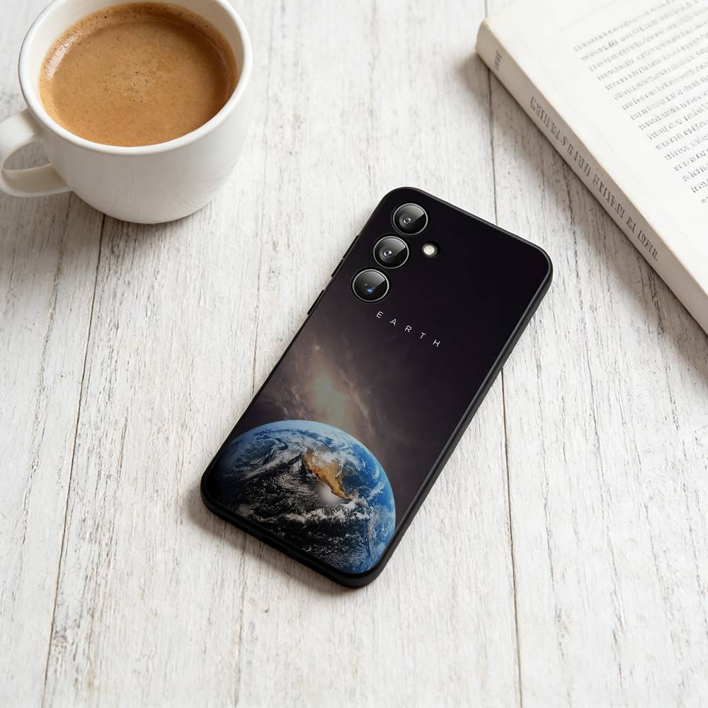 Die acht Planeten im Weltall Handyhülle Schwarzes Silikon Weich Für Samsung Galaxy A73,A72,A71,A70,A53,A52,A51