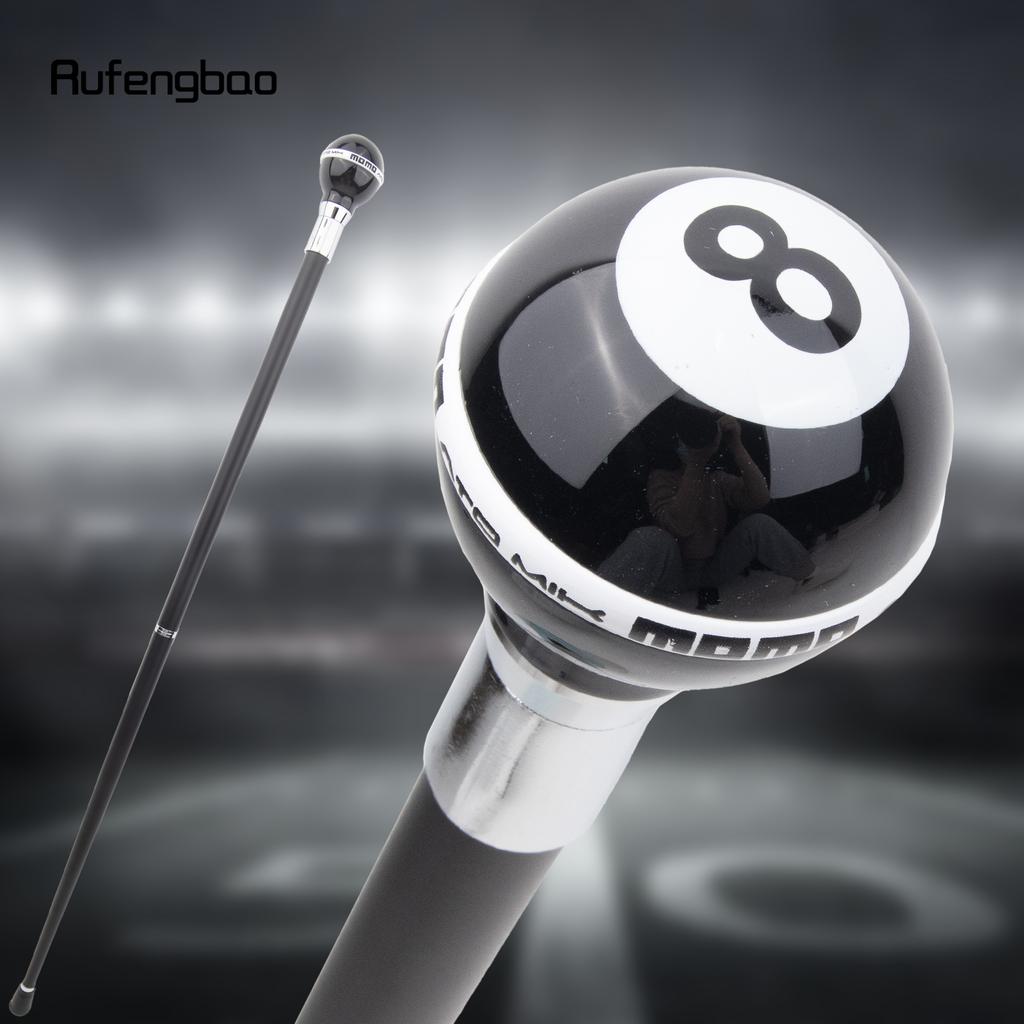 Black White Eight Ball Silver Walking Cane Fashion Decorative Walking Stick Gentleman Elegant Cosplay Cane Crosier 92cm