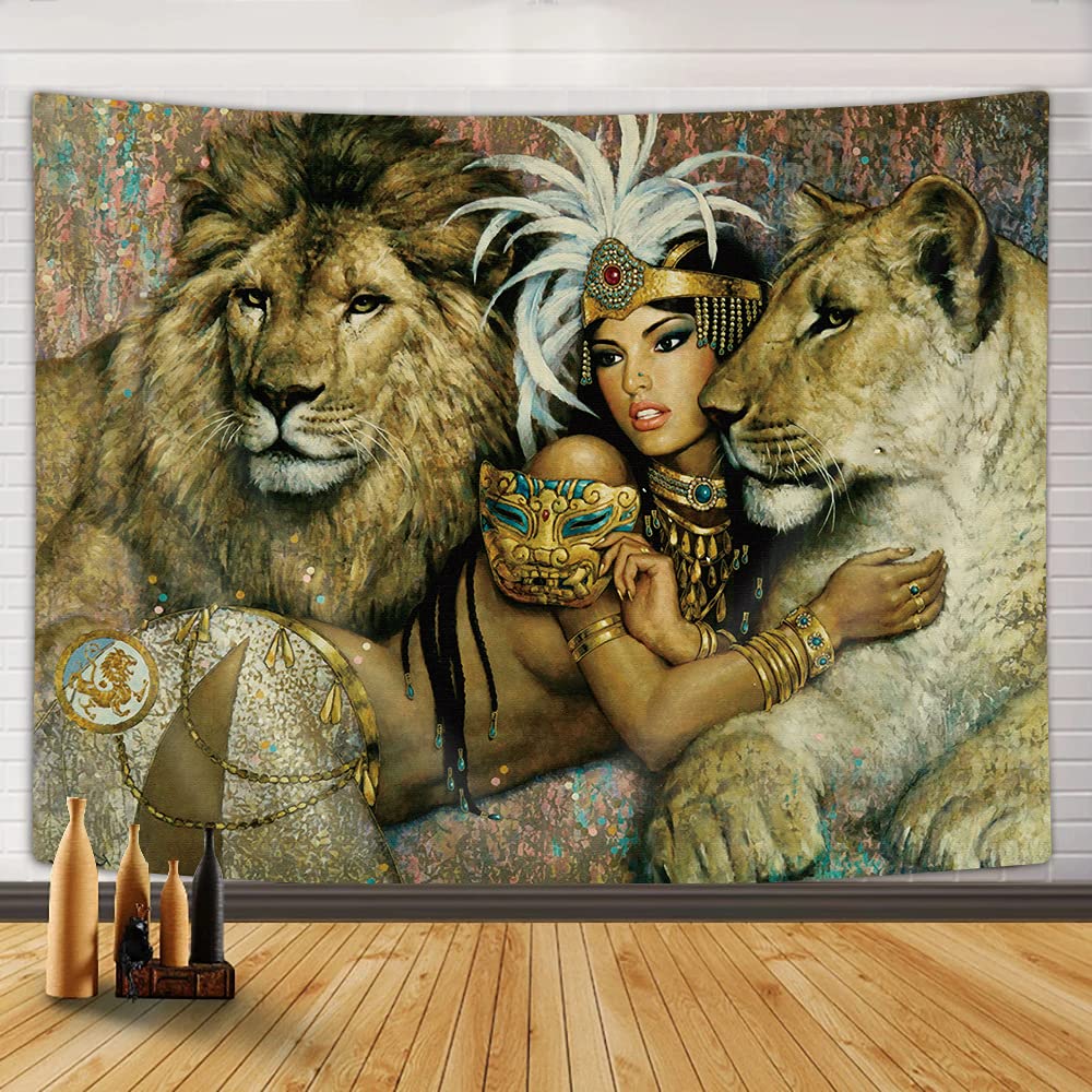 Lion Tapestry Star Lion Tapestry Hippie Art Animal Wall Hanging Tapestry Galaxy Vivid Tapestry